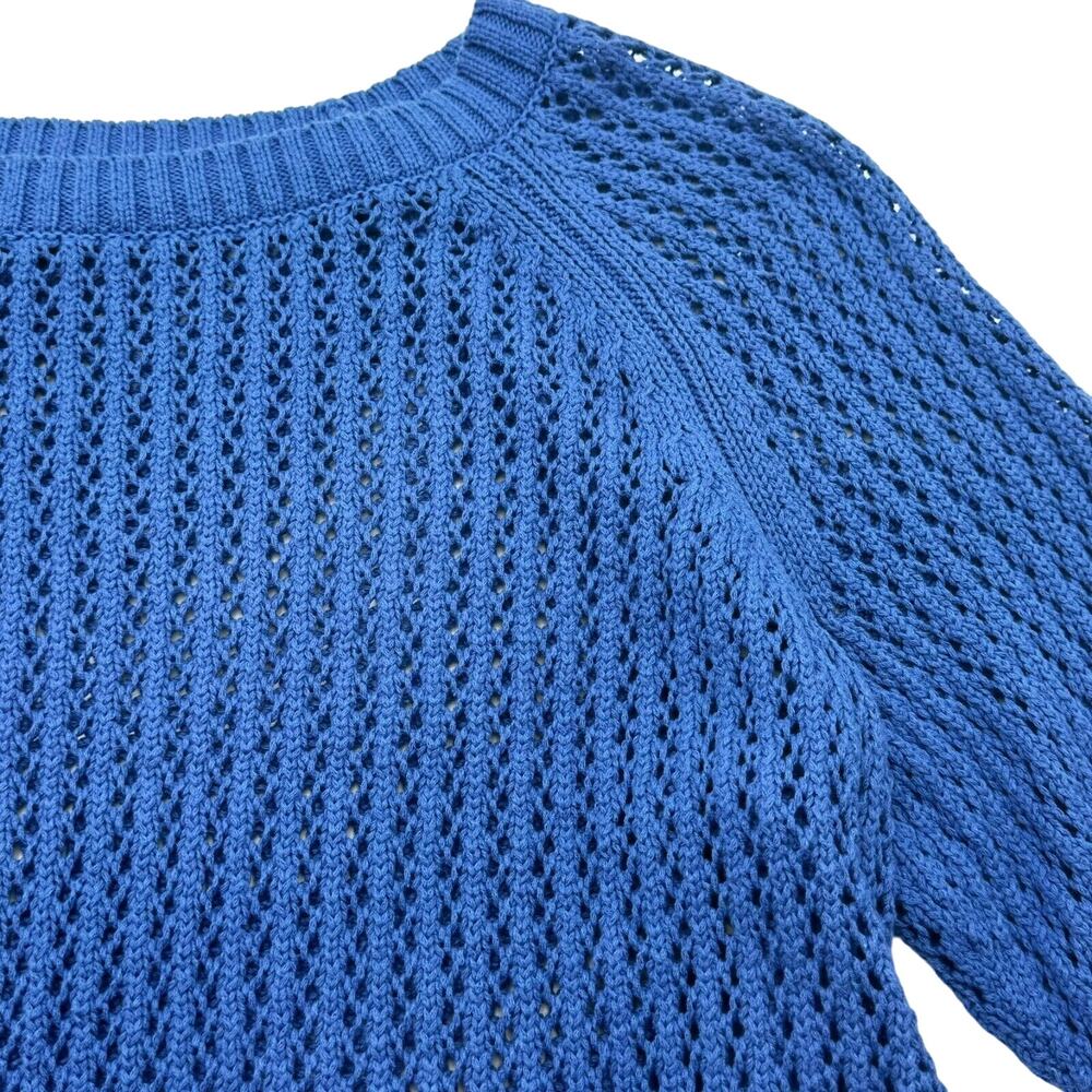 TALBOTS | NEW Women's‎ Plus 2X Open Knit Sweater Blue Purple Round Neck Pullover